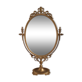 Miroir de table type psyché en laiton argenté glace au mercure 38x57cm