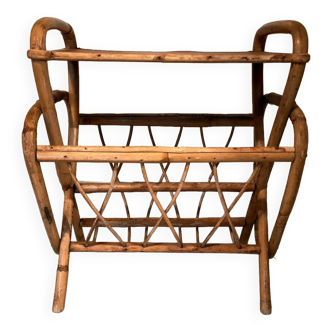 Vintage bamboo and rattan magazine rack