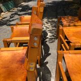 Leather and wood chairs