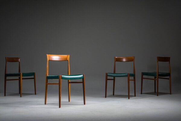 Chaises de salle à manger en similicuir vert botanique, années 1970, lot de 4