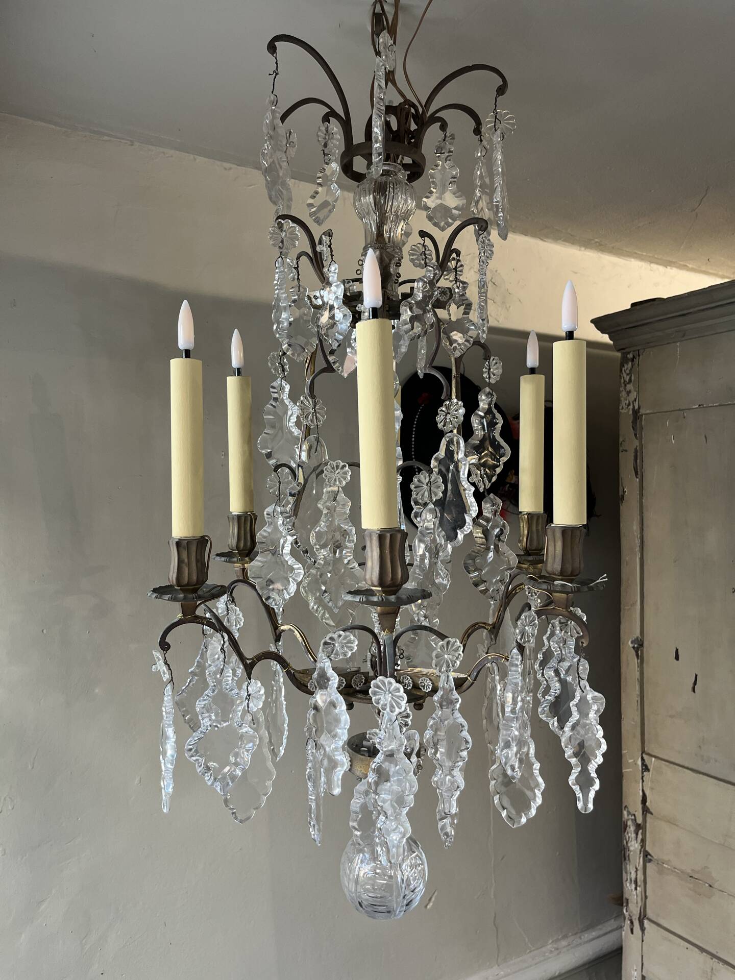 Lustre à pampille  cristal 19 eme