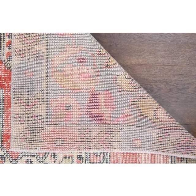 Vintage Turkish Oushak Handmade Wool Cotton Red Area Rug 142x223