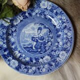 Lot de 4 assiettes à dessert anglaises bleu cobalt