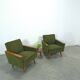 Fauteuil vert avec dossier en bois de teck