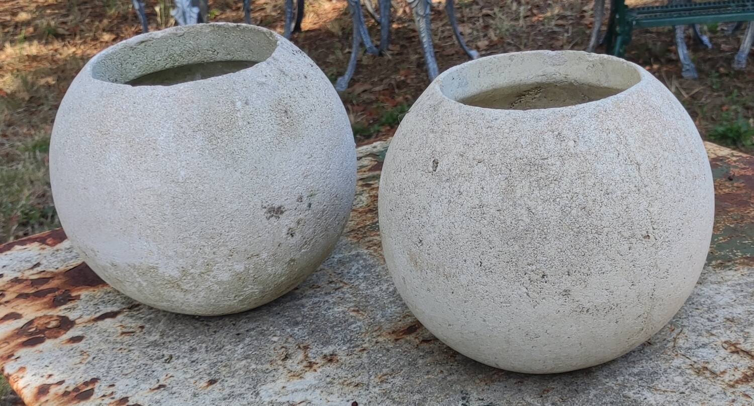 Pair of vintage sphere ball planters