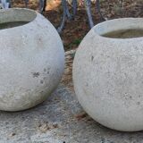 Pair of vintage sphere ball planters