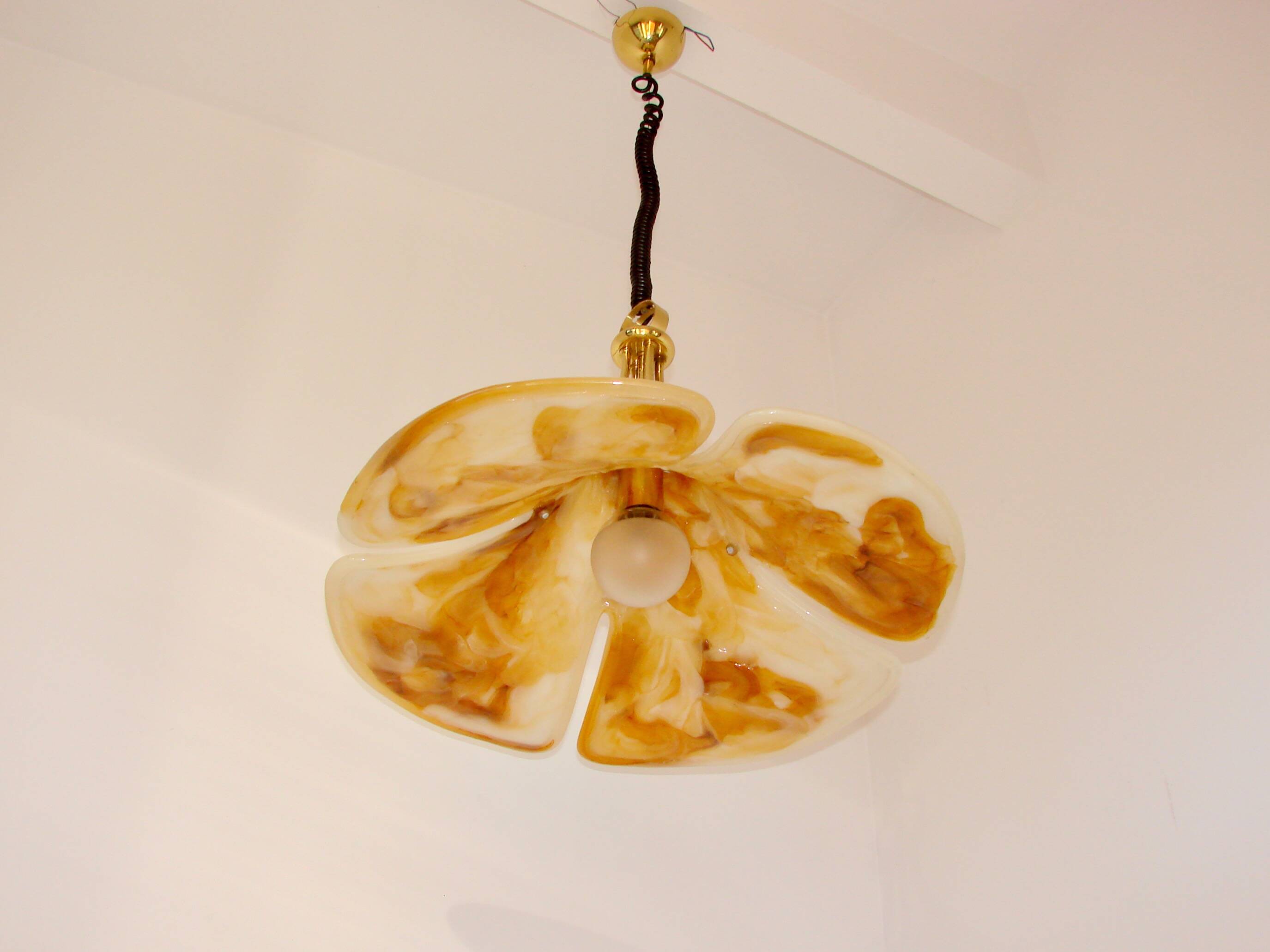 Tulip Cosack pendant lamp, 1970s, brass, 60 cm, E27