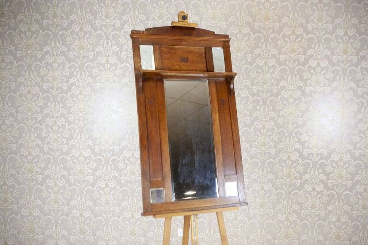 Art Nouveau Wall Mirror in Oak Frame, Early 20th Century