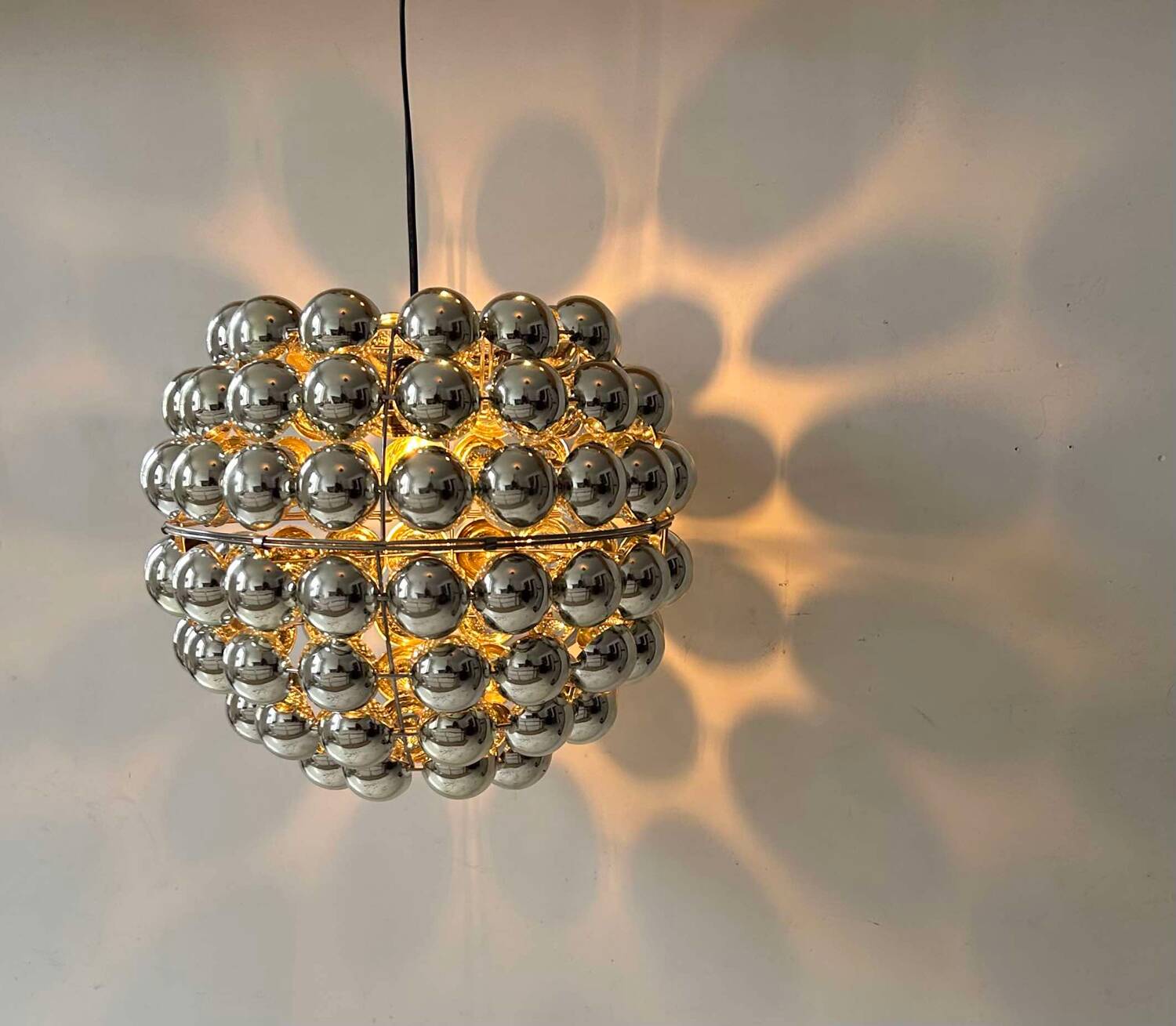 Vintage suspension, chrome half sphere, France 1970