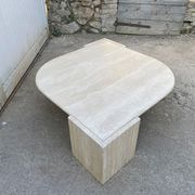 Large marble travertine coffee table in the shape of an eye from Roche Bobois vintage 70s