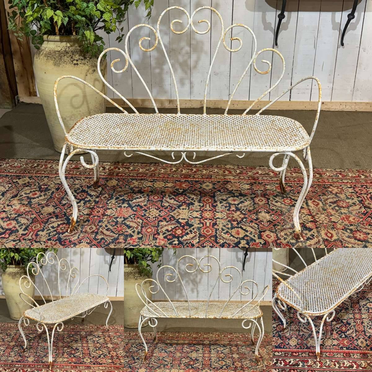 Banc de jardin en fer forgé des années 1950