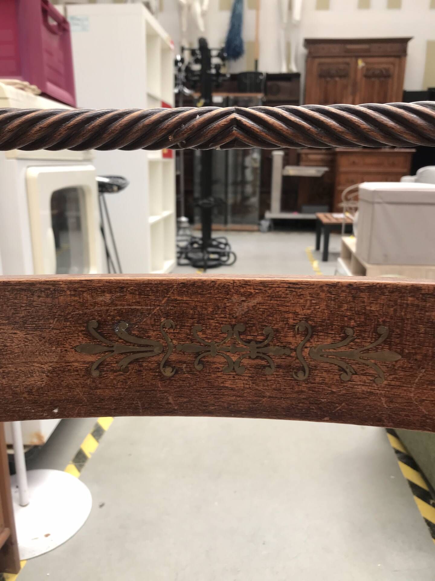 6 Art Nouveau chairs with brass marquetry