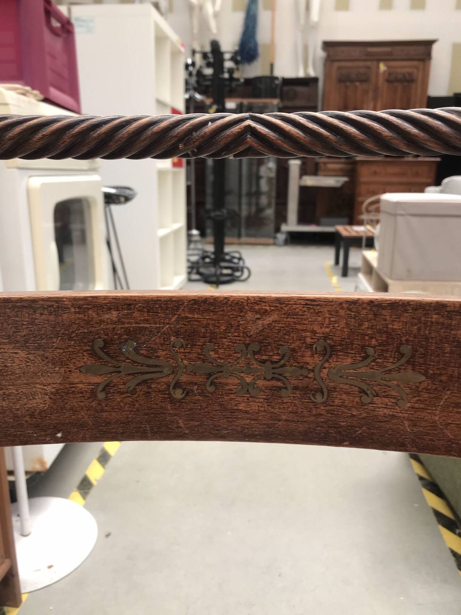 6 Art Nouveau chairs with brass marquetry