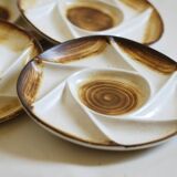 Assiettes divisées en grès vintage Français peint à la main « Longchamp »