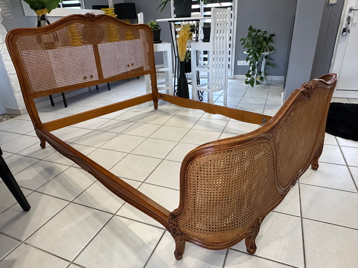 Lit basket in caning Louis XV style 1950