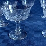 Set of 7 old champagne glasses in cut crystal