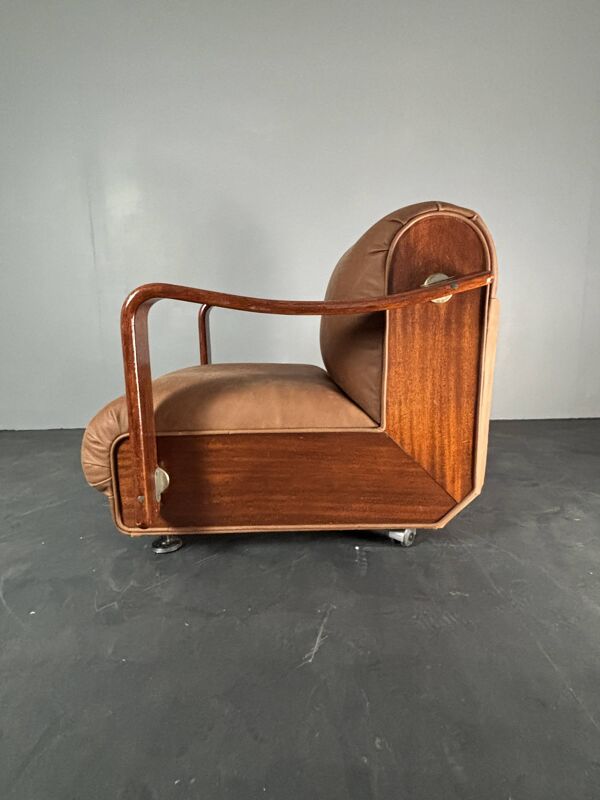 Fauteuil de salon brutaliste ou fauteuil club bas du milieu du siècle, années 1960