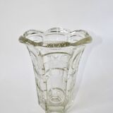 art deco style corolla molded glass vase 1950