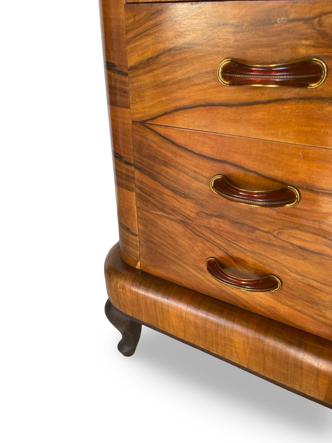Commode italienne Art déco en ronce de noyer, années 1930