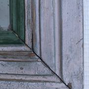 Miroir biseauté bois patiné début xxème