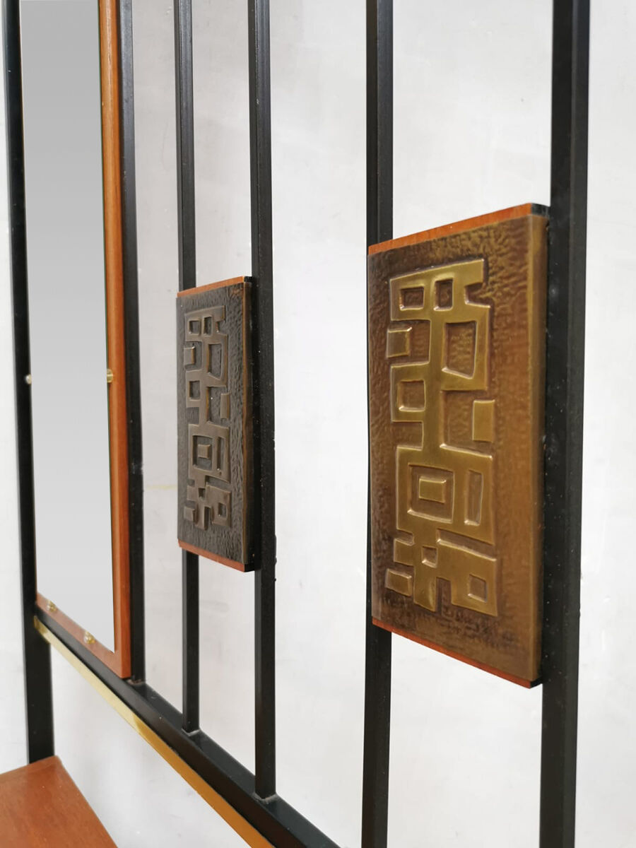 Midcentury vintage design coat & hat rack mirror