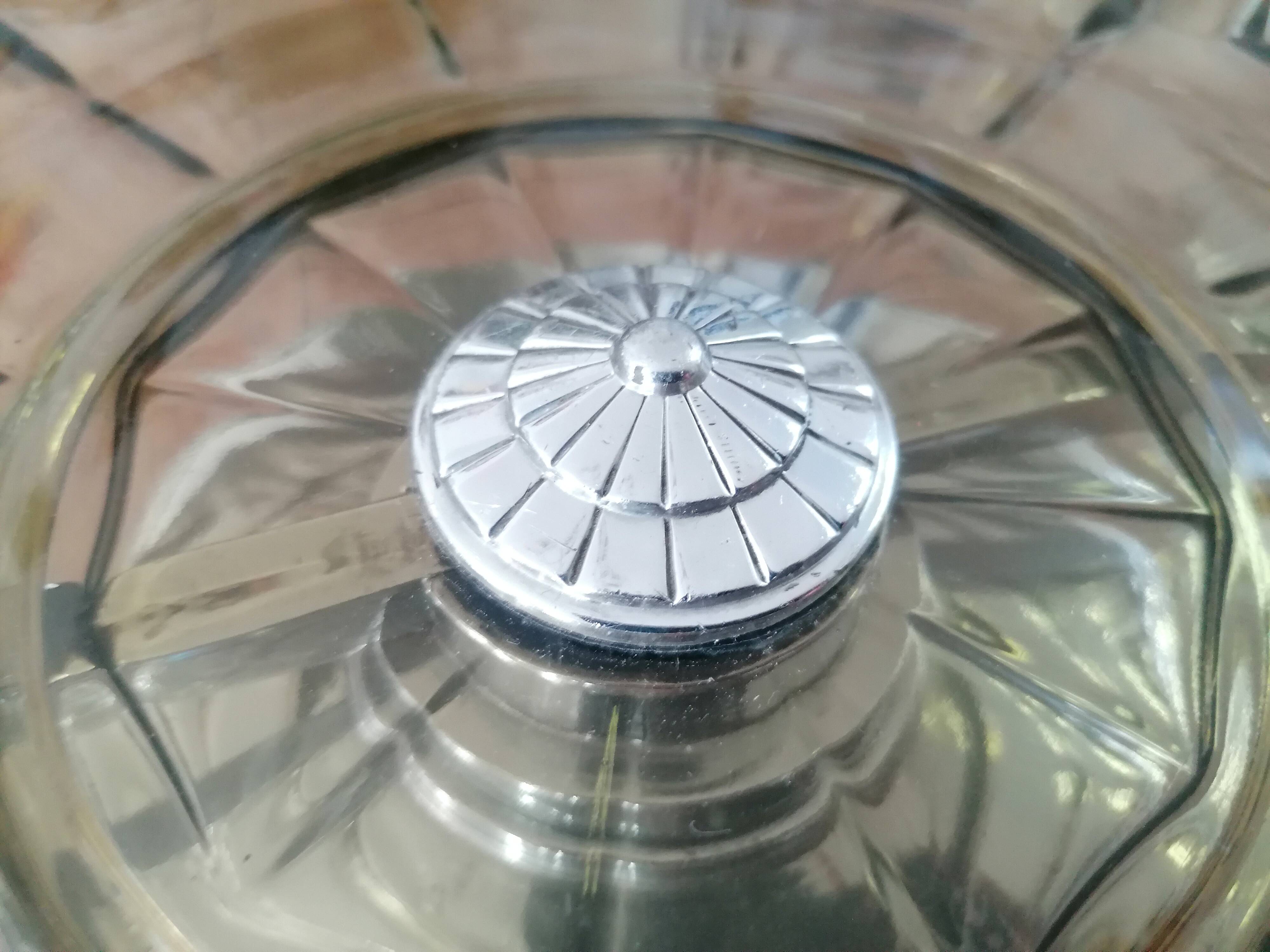 Art Deco glass and metal fruit bowl