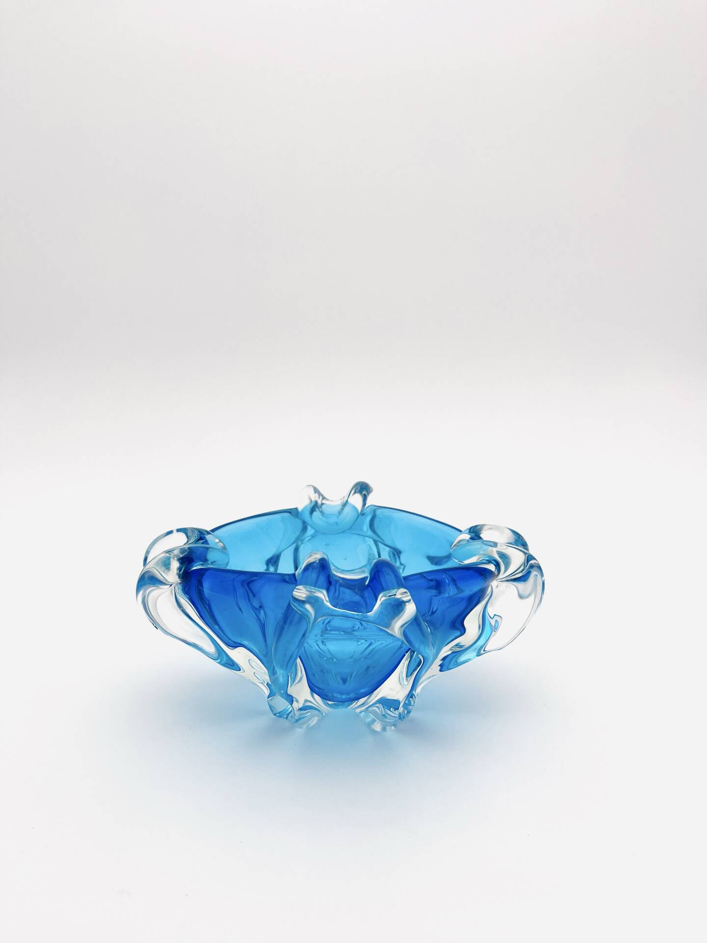 Bohémia Crystal Ashtray Josef Hospodka Blue Vintage 1960