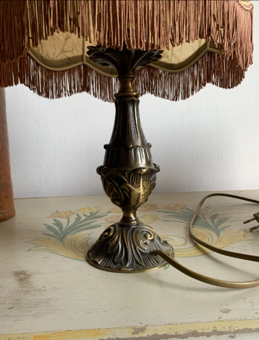 Lampe à poser vintage - Style Bouillotte & Franges