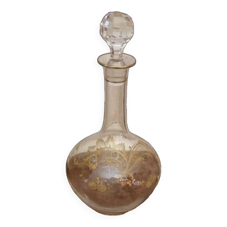 Ancienne carafe en cristal décor doré