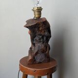 Olive wood lamp base folk art country decoration