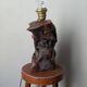Olive wood lamp base folk art country decoration