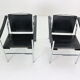 Le Corbusier Set of 2 Black Leather Armchairs Model- LC1 for Cassina, 1970s