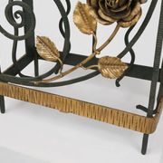 Art deco wrought iron umbrella stand with floral decoration, France ca. 1930