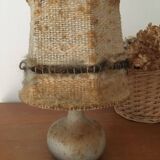 Table lamp with sandstone ball base and wool lampshade