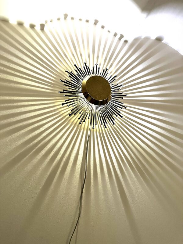 Applique Étoile/Soleil en laiton et fer 40cm