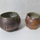 2 asymmetrical brutalist stoneware bowls signed G.Toutous Vintage
