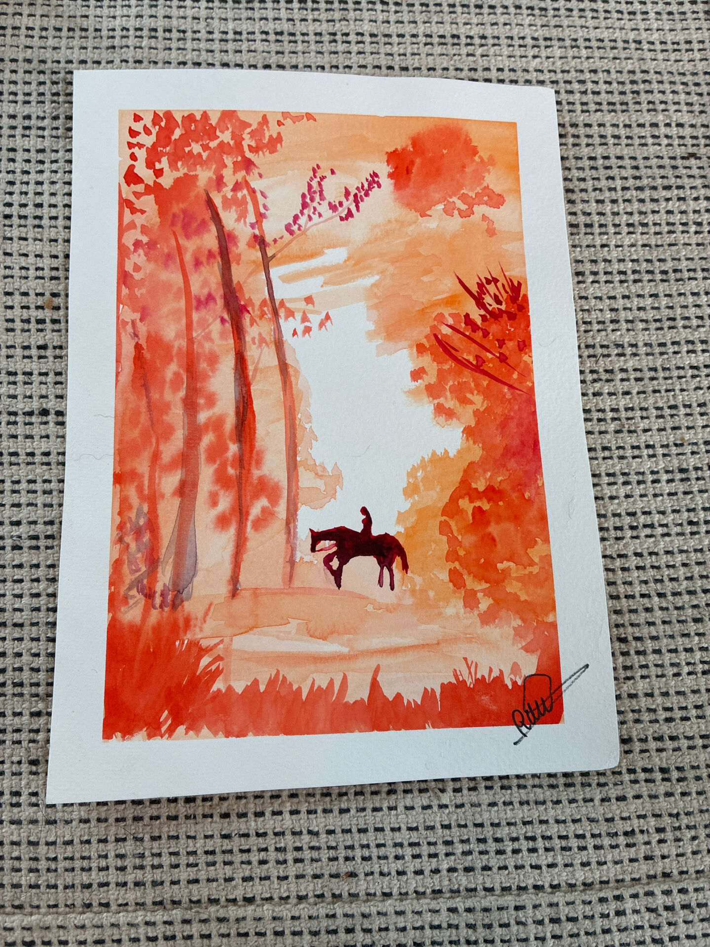 Aquarelle originale « Rêve orange » – Pièce unique