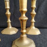 Batch of 5 brass candlesticks