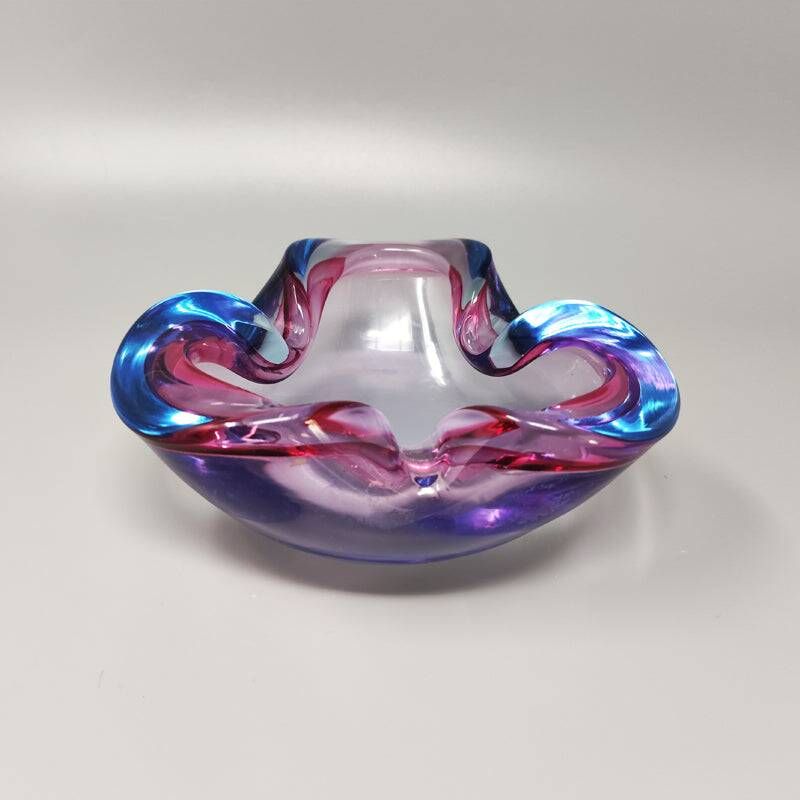 1960s Gorgeous Blue and Pink Ashtray or Catchall By Flavio Poli for Seguso