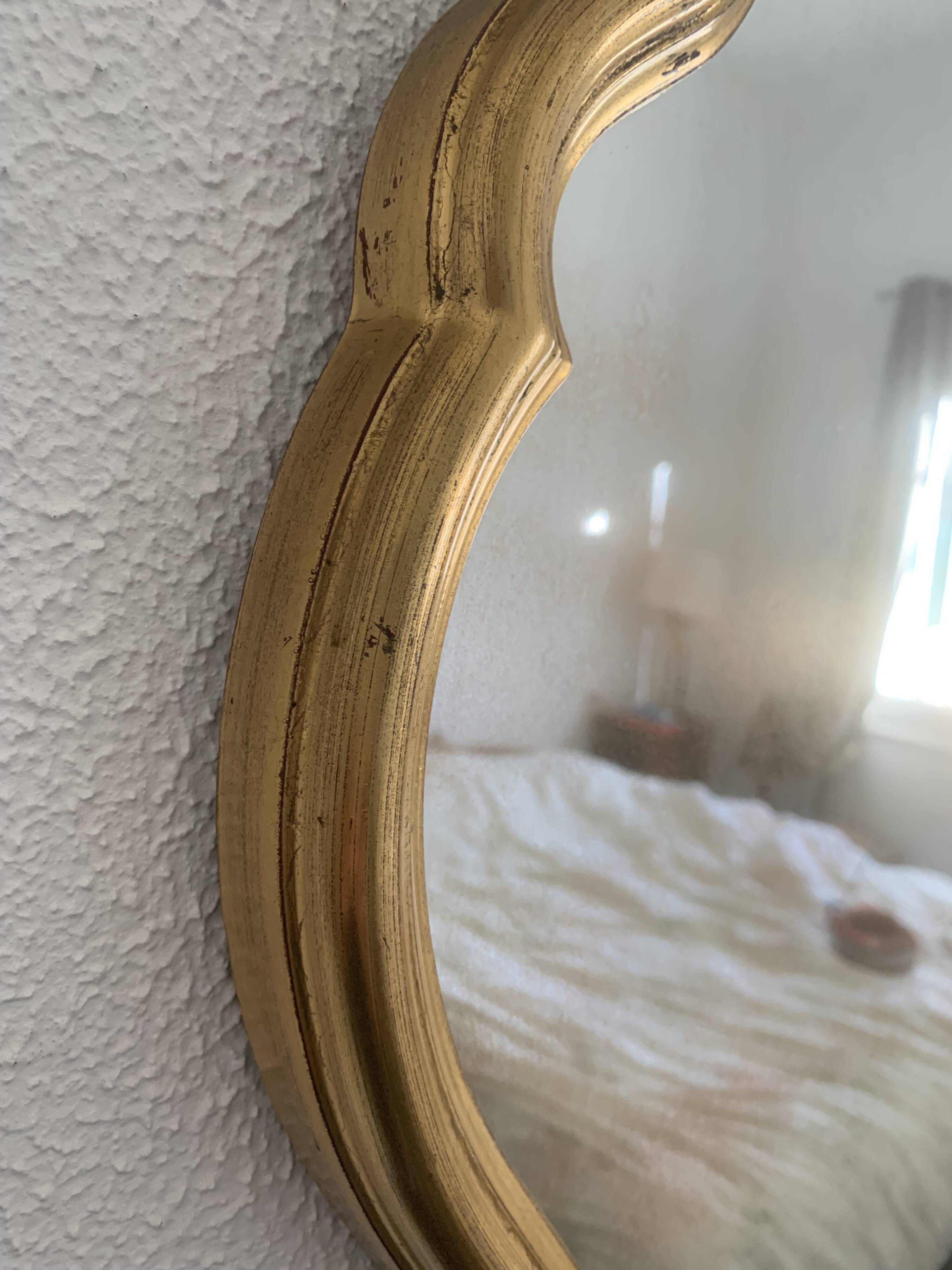 Vintage mirror 1960 Belgian rocaille style gilded wood - 76 x 55cm