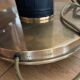 Large Ralph Lauren floor lamp in leather and brass