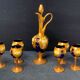 Murano glass decanter set with six wine glasses 24K Gold Leaf – Blue.