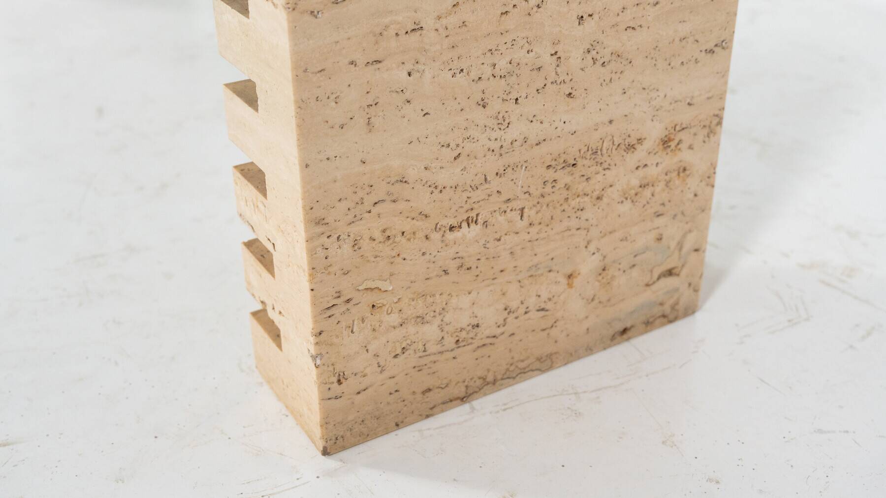Mid-Century Modern Coffee Table, Glass and Travertine, Italy, 1970S