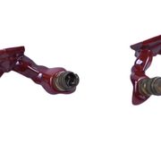 Pair of art deco wall lights in carmine red / burgundy earthenware.