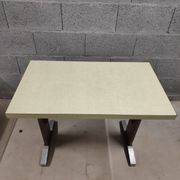 Vintage bistro table in yellow formica, wood and zinc from the 50s/60s