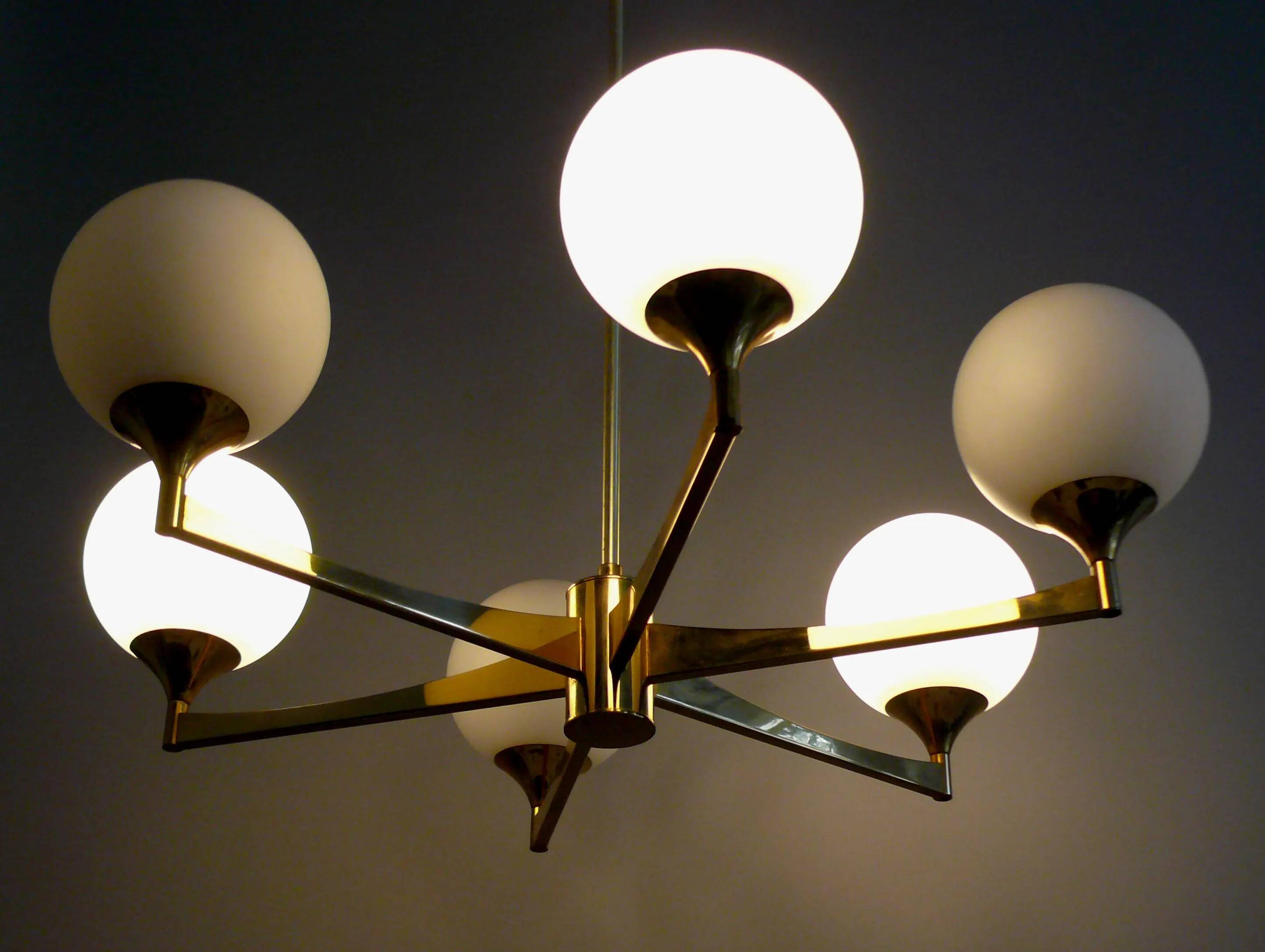 Stilnovo chandelier, six-arm, Germany 1960s