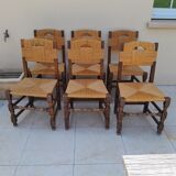 6 antique country mulching chairs