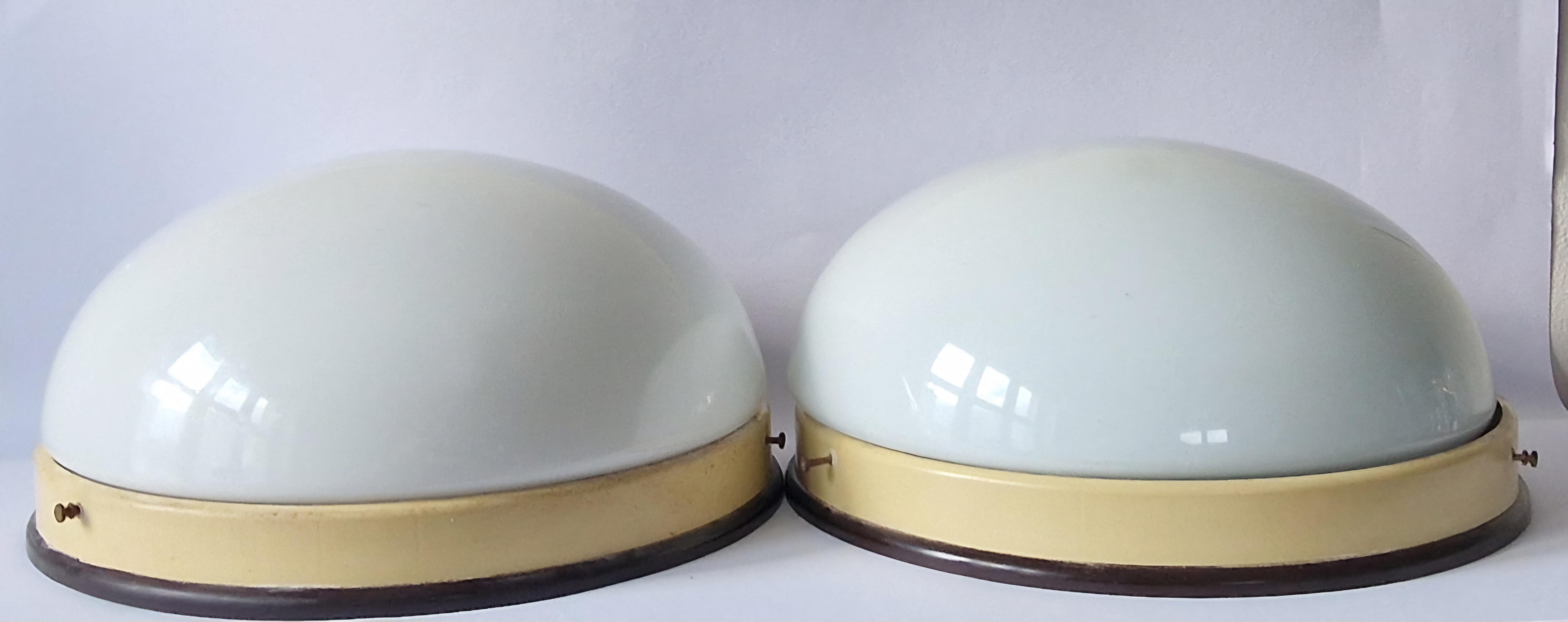 Pair of Midcentury Wall or Ceiling Lamps, Flush Mount, 1950s