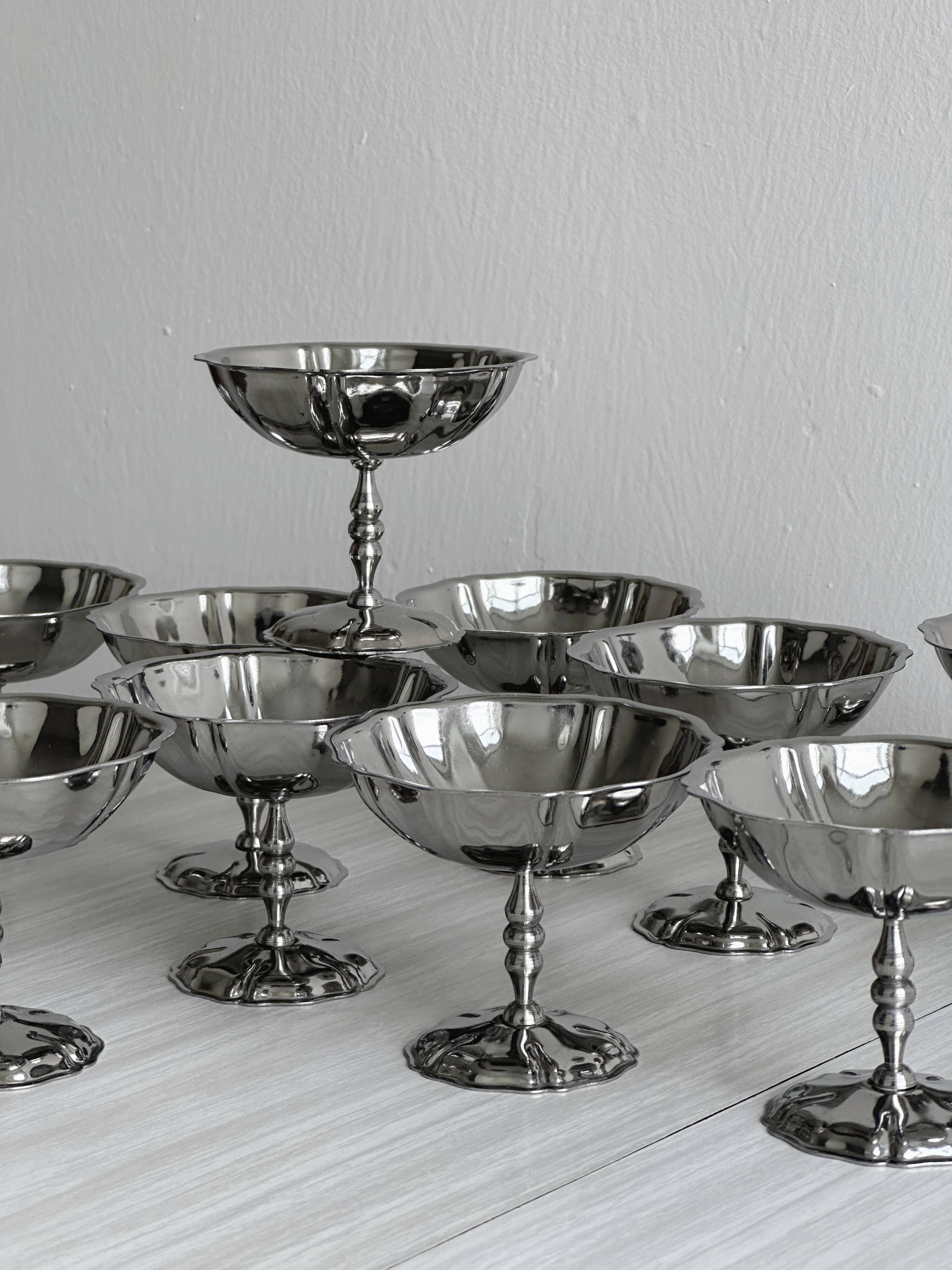 12 stainless steel footed bowls, Letang Remy style