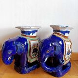 Pair of 20th century ceramic elephant stools
